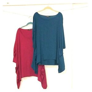 Two (2) colorful long t- shirts